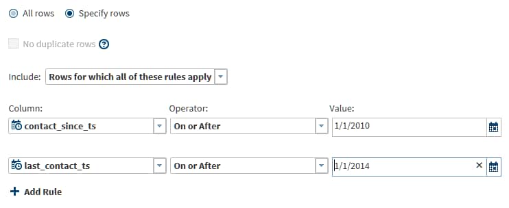 Filter Rows Page in the Sort and De-Duplicate Directive