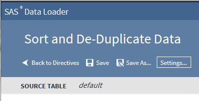 Settings Button in Sort and De-Duplicate Data