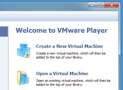 Screen shot of VMware Player Pro Window