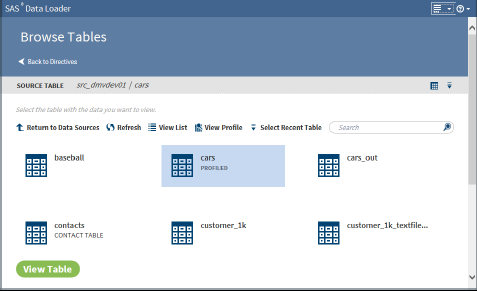 Browse Tables Directive