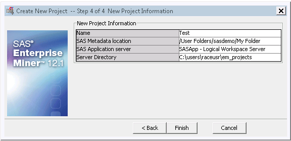 New Project Information window