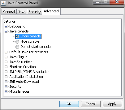 Java Control Panel