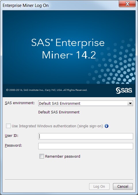 Enterprise Miner Log On window