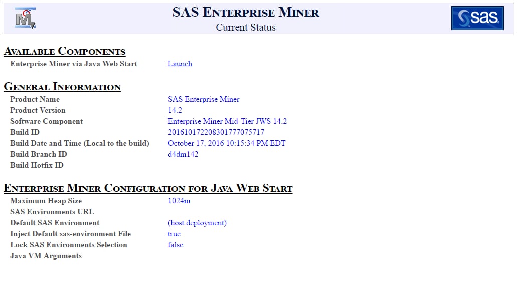 SAS Enterprise Miner Web Start