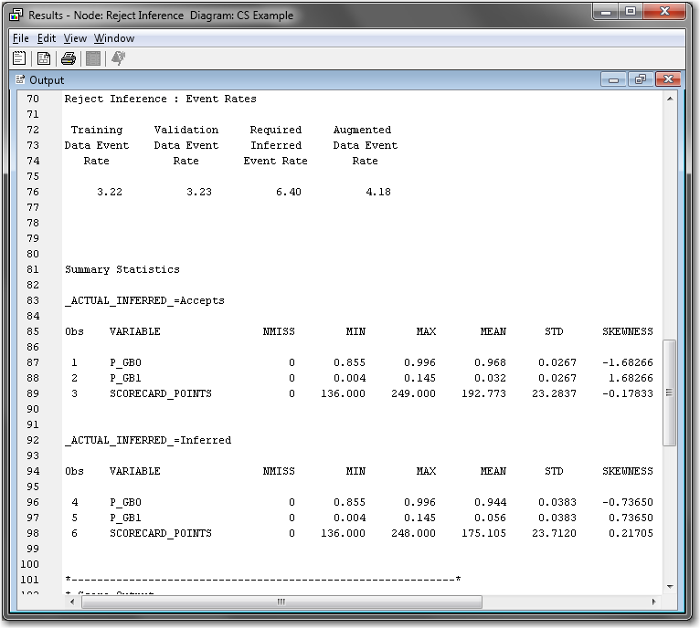 Event Rates output