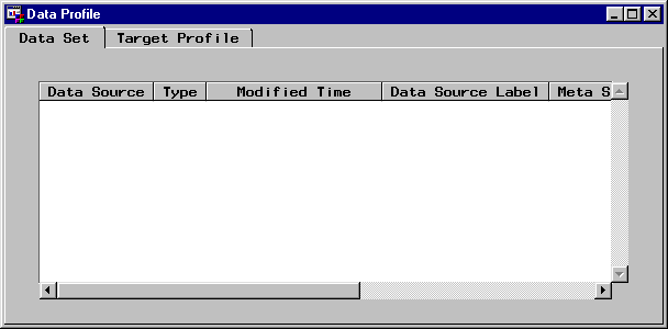 [Display of Data Profile window used to define target profile information for a data set]