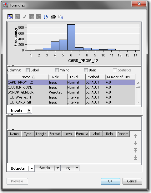 Formulas Window