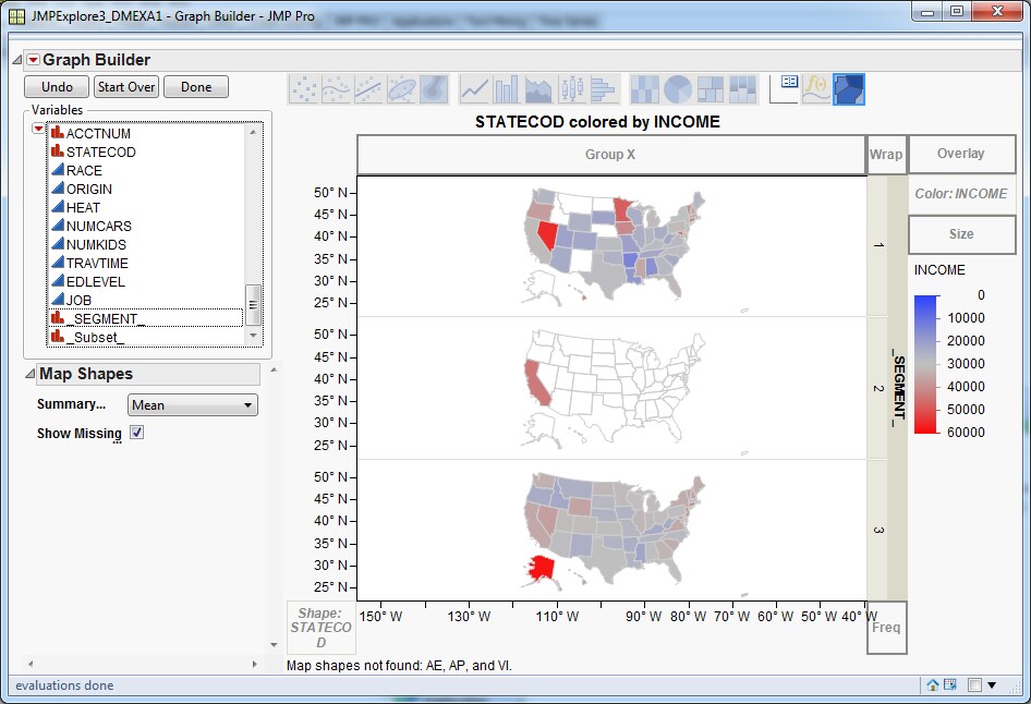 Graph Builder Window — State Map with Income