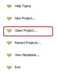 Open Project option