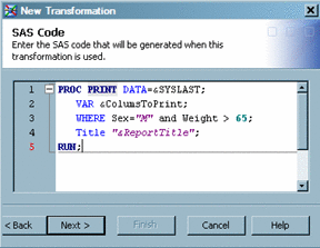 Sample Transformation Code Page