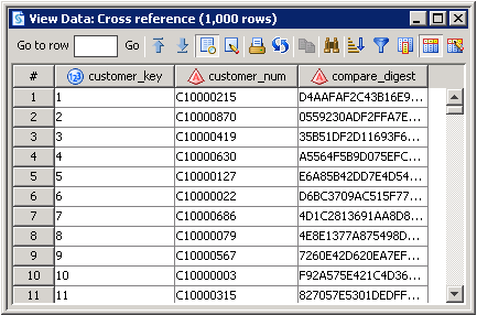 Cross Reference Table Output