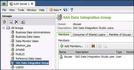 SAS Data Integration Group on the Authentication Server