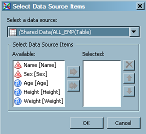 Select Data Source Items Window