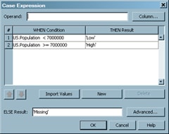 Sample Completed CASE Expression Window
