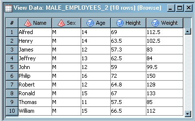 Male Employees 2 Target Table Data