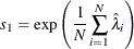 \[  s_1 = \exp \left(\frac{1}{N} \sum _{i=1}^{N} \hat{\lambda }_ i \right)  \]