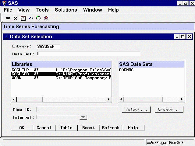 Data Set Selection Window