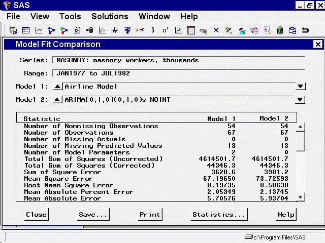 Model Comparison Window