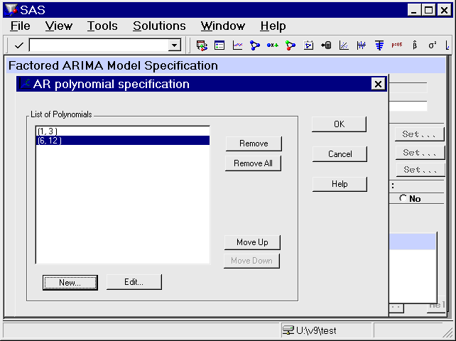 AR Polynomial Specification Window
