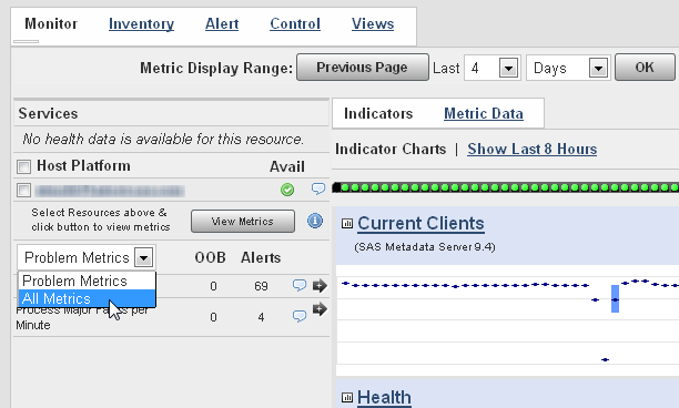 selecting all metrics