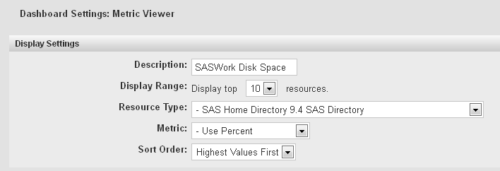 saswork disk space portlet settings