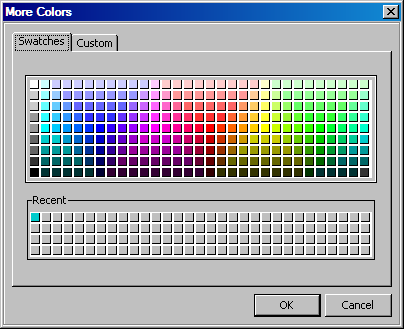 Swatches tab of the More Colors dialog box