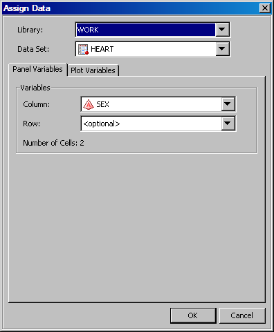 Panel Variables tab of the Assign Data dialog box