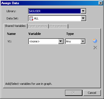 Shared Variables tab in the Assign Data dialog box