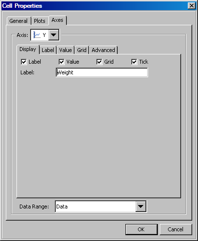 Axes tab of the Cell Properties dialog box