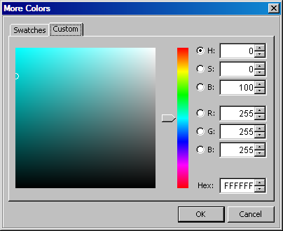 Custom tab of the More Colors dialog box