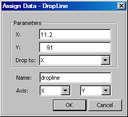 Assign Data dialog box for a drop line