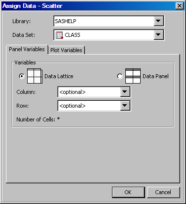 Panel Variables tab of the Assign Data dialog box