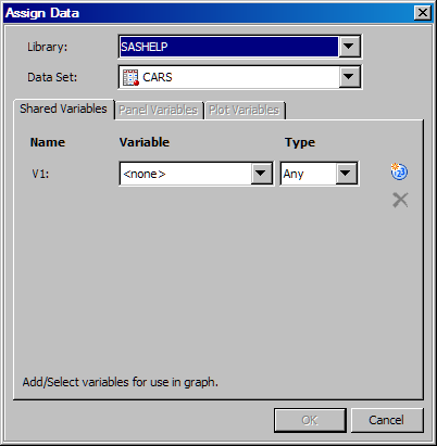 Shared Variables tab in the Assign Data dialog box