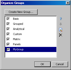 Organize Groups dialog box