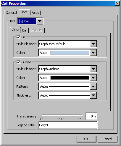 Fill and Outline Properties in the Cell Properties Dialog Box