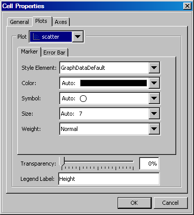 Marker Properties in the Cell Properties Dialog Box