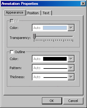 Annotation Properties dialog box, markers