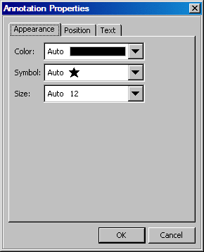 Annotation Properties dialog box, markers