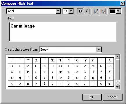 Compose Rich Text dialog box