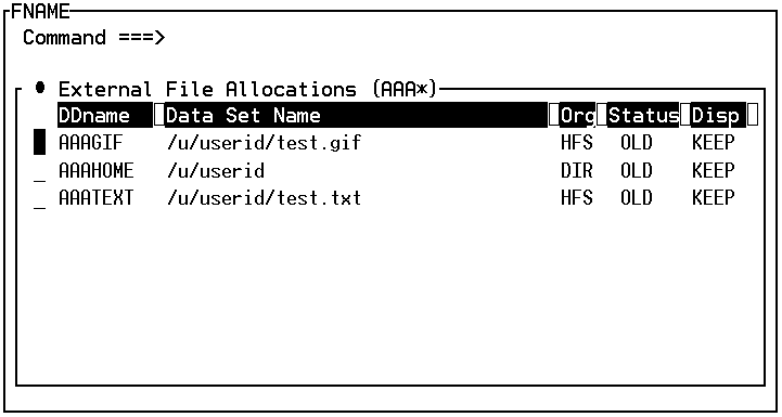 [FNAME Window with USS Pathnames]