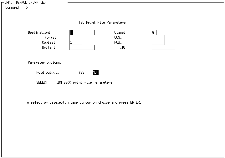 [TSO Print-File Parameter Frame]