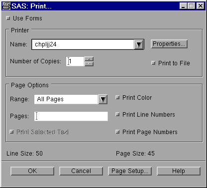 Print Dialog Box