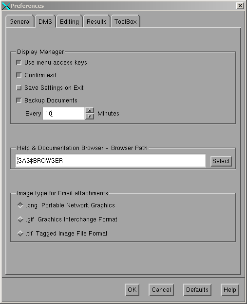[DMS Tab in the Preferences Dialog Box]