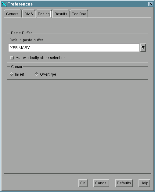 [Editing Tab in the Preferences Dialog Box]