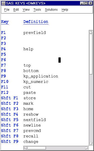 [KEYS (DMKEYS) Window]