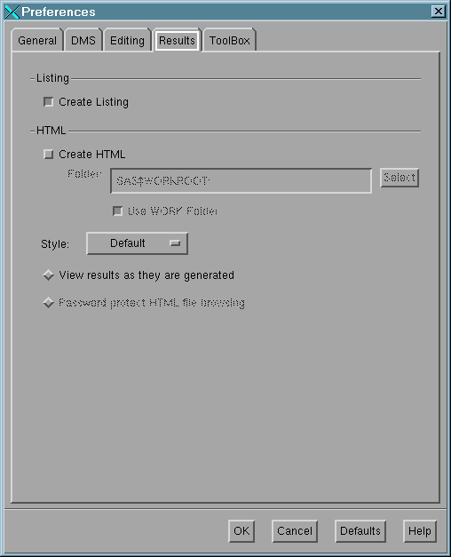 [Results Tab in the Preferences Dialog Box]