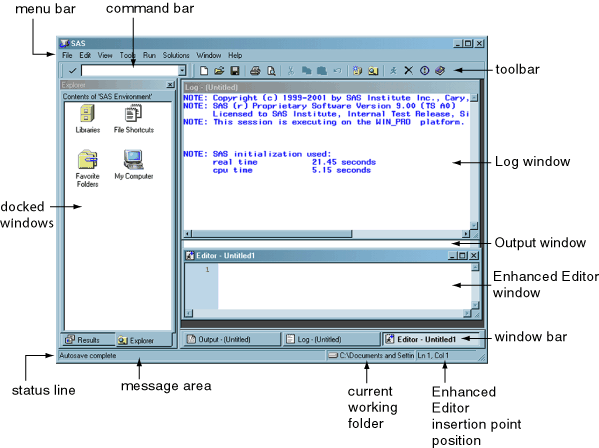 [Components of the Main SAS Window]