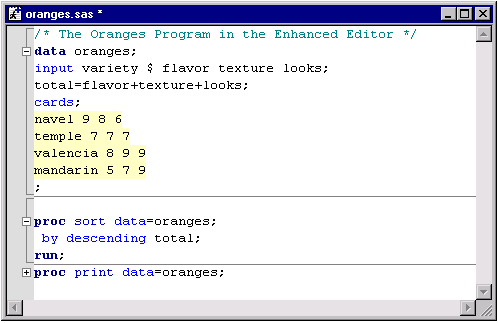 [The Enhanced Editor when collapsible code segments are enabled]