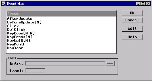 [The Event Map dialog box]