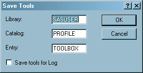 The Save Tools dialog box